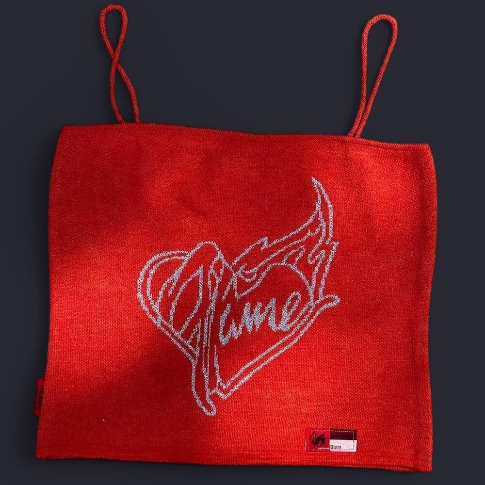 Y2K Flame Print Knit Johnny Blaze Tank Top